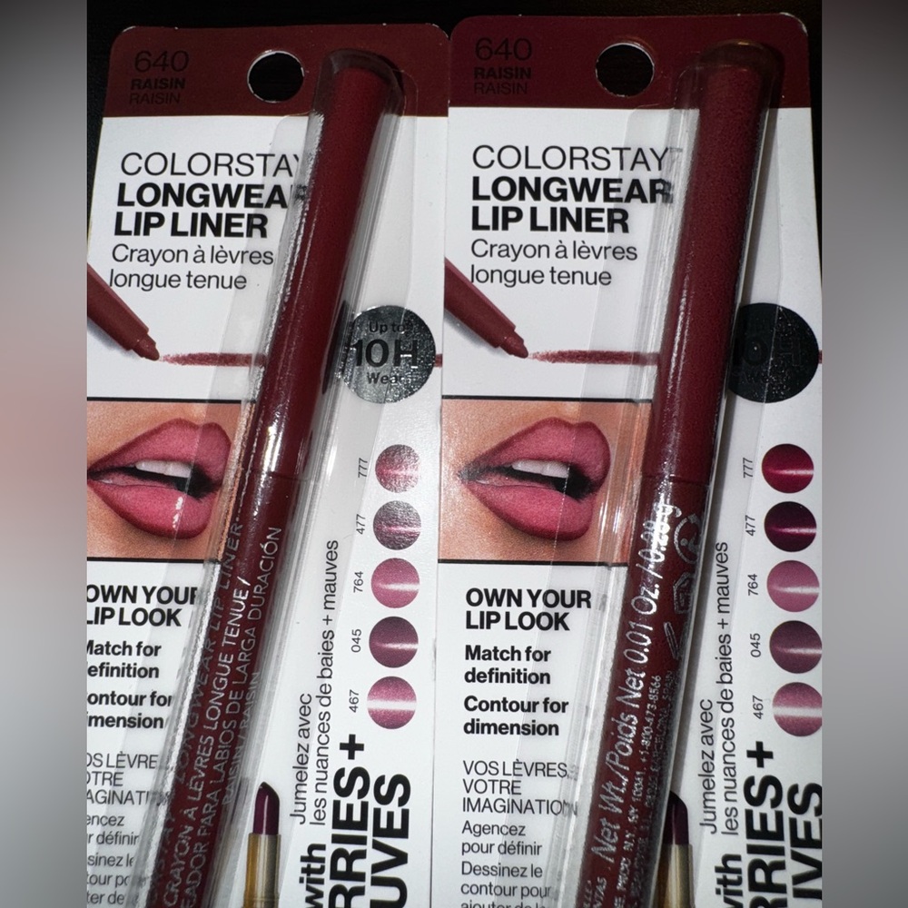 2 New Revlon ColorStay Longwear Lip Liner - Deep Raisin (640)